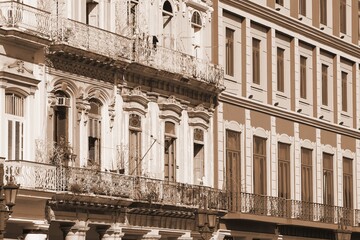 Fototapeta premium Havana, Cuba. Sepia retro style view of Cuba.