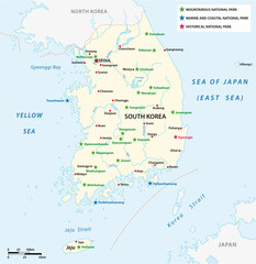 Vector map of the South Korean National Parks