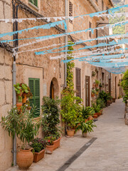 Fototapeta na wymiar street in the old town of Valldemosa on the island of majorca,balearic,spain