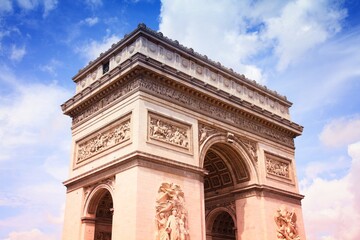 Fototapeta na wymiar Triumphal Arch, Paris. French landmarks - Paris city, France. Filtered color style.