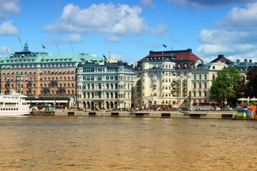 Stockholm city old architecture. Stockholm landmarks. Filtered colors style.