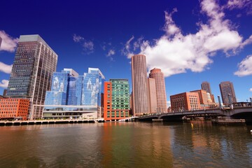 Fototapeta premium Boston cityscape - urban skyline of Boston USA. Filtered colors style.