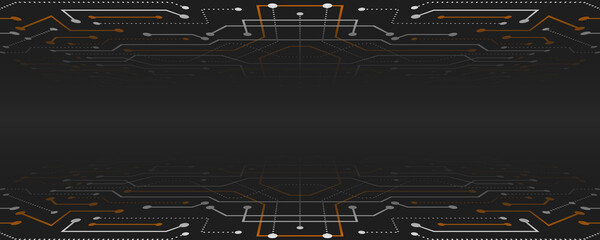 Vector Perspective futuristic circuit board. Computer, internet connection. Template for hi-tech banner or presentation. 3d Abstract modern digital data.