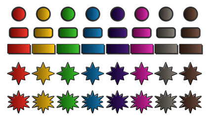 Pulsanti di varie forme e colori 3D