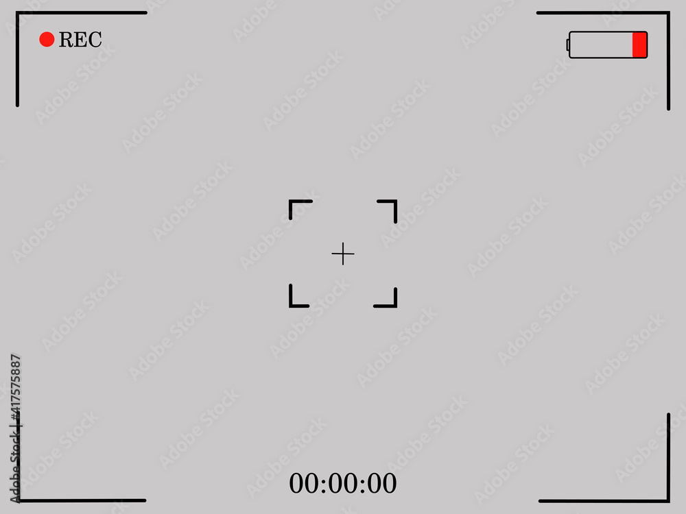 Poster camera frame viewfinder screen of video recorder, recording video screen, digital display interface.