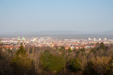 Evening atmosphere with a view of the World Heritage city of Bamberg on a sunny February day
