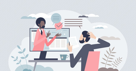 Business consulting with expert help and financial advice tiny person concept