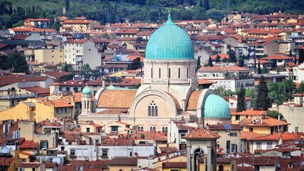 Obraz premium Florence synagogue cityscape. Italy Florence landmarks. Italian tourist attraction.