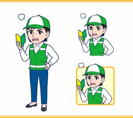 緑の帽子をした女性のボランティア