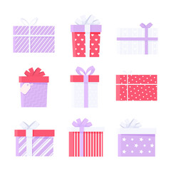 Set of different gift boxes isolated on white.
