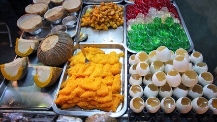 Sweets in Thailand. Thai food buffet.
