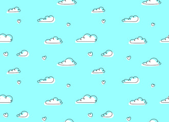 Cartoon Manga Style Cloud Walpaper Seamless Pattern for Kids Global Colors used.