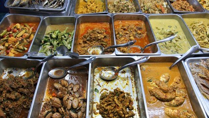 Thai cuisine in Bangkok Thailand. Thai food buffet.