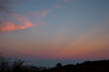 Winter sunset in Ports de Beseit, Tarragona, Spain