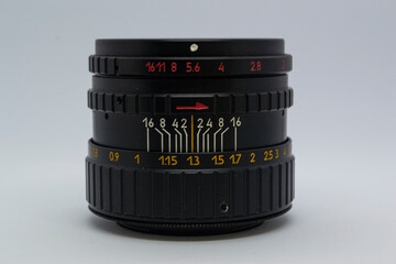 Old USSR lens on white background