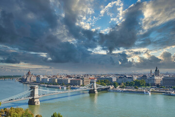 Naklejka premium Hungarian Parliament by day, Budapest. One of the most beautiful buildings in the Hungarian capital.