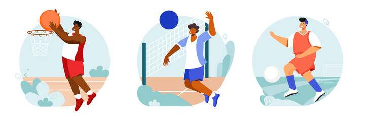 Sports Players Round Compositions