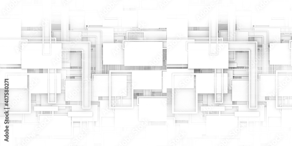 Poster modern 3d geometry structure wall grey scale architectural style background.3d illustration and rend