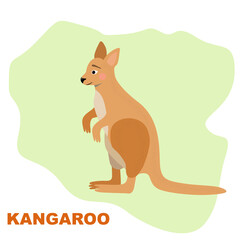 Australian red kangaroo clipart in cartoon style. Vector image to be used as a poster or print for textile, education materials for school and kindergarten