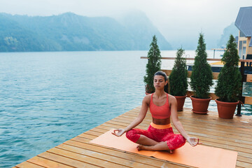 Yoga woman meditating in the morning