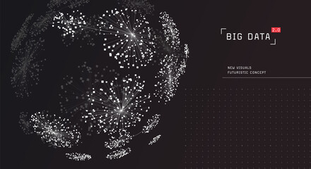 Big data visualization. Communication network. Social media graph. Information clustering. Global data.