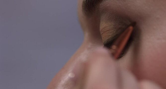 Close-up of upper eyelid makeup