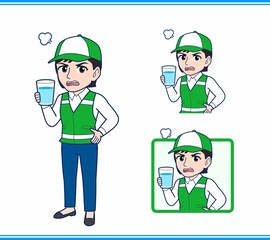 緑の帽子をした女性のボランティア