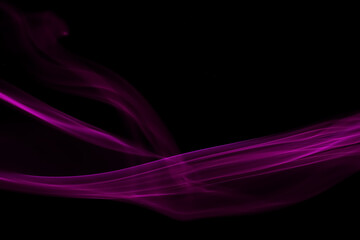 swirling movement of purple smoke group, abstract line Isolated on black background