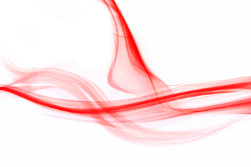 swirling movement of red smoke group, abstract line Isolated on white background