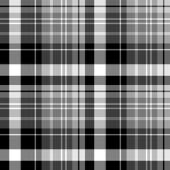Seamless pattern in stylish black, white and gray colors for plaid, fabric, textile, clothes, tablecloth and other things. Vector image.