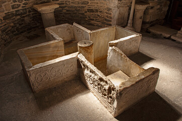 Baptisterium in der Kirche Ekatontapyliani, Parikia, Insel Paros, Kykladen, Griechenland