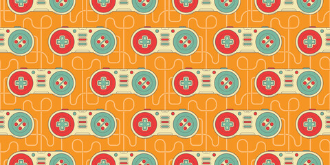 Seamless Retro pattern with joysticks. Video game controller gaming cool print for boys and girls. Print for textiles, sportswear. © Janna Mudrak