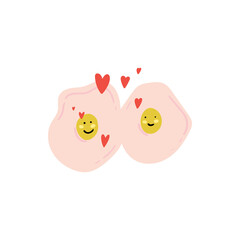 Scrambled eggs with hearts. Happy valentines day and weeding design elements. Vector illustration.