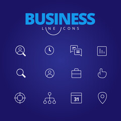 Business concept line icon set