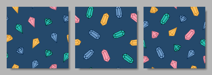 gems pattern.multicolored gems pattern. crystals seamless background. set patterns with gems.collection gems in doodles style.design for cover, nursery,baby shower,baby clothers, cover notebooks,cases