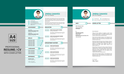 Jimena Canavesi professional one page cv format resume template with one page cover letter