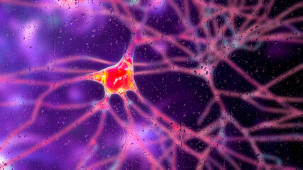 Neurons in dementia, conceptual illustration - obrazy, fototapety, plakaty