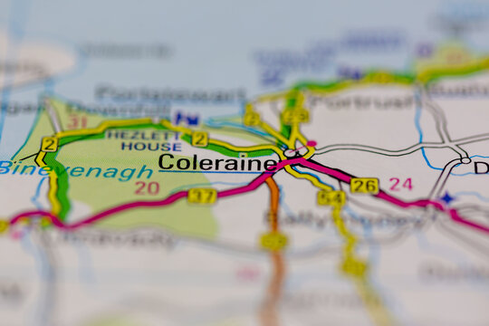 03-01-2021 Portsmouth, Hampshire, UK Coleraine Shown on a road map or Geography map and atlas