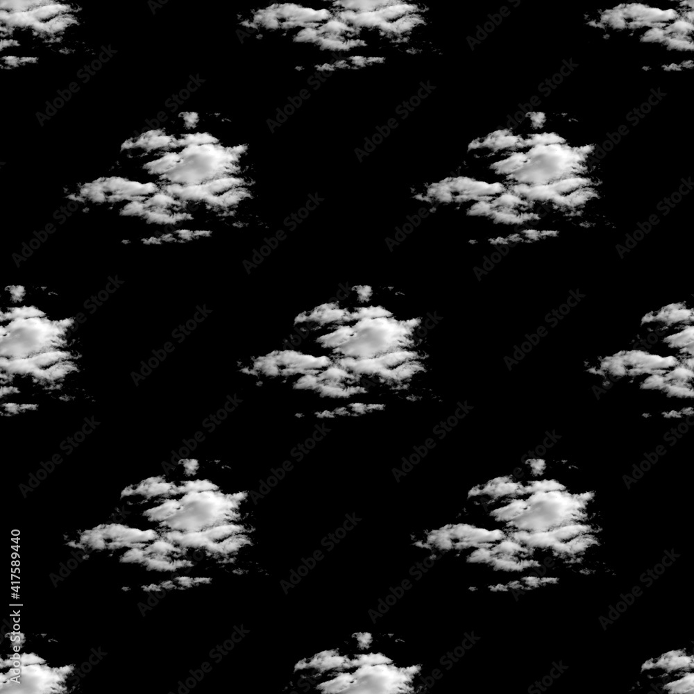 Poster seamless pattern white clouds isolated on white background