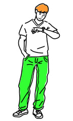 Male vector looking at the clock