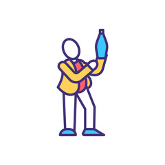 Sommelier RGB color icon. Educated trained wine professional. Waiter in restaurant, bar. Certified wine steward. Recommending alcoholic drinks. Serving at winetasting. Isolated vector illustration