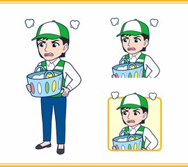 緑の帽子をした女性のボランティア