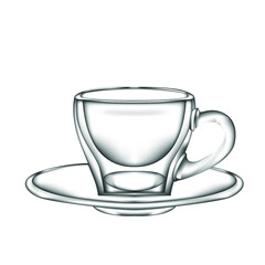 Vector illustration of clear glass mug or cup isolated on white background