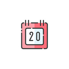 Calendar. Diary date. Filled color icon. Commerce vector illustration