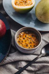 Fresh and juicy raw passion fruit and maracuja