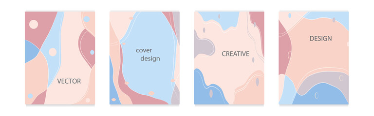 Set of abstract vector backgrounds in light marine colors with copy space for  backgrounds,  covers and brochures templates