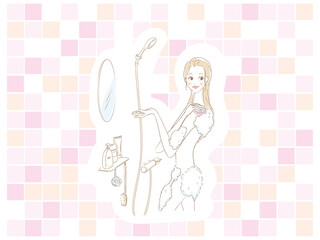 バスルームで体を洗う女性