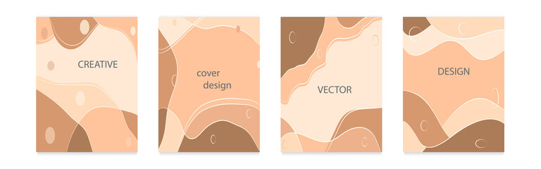 Set of abstract vector backgrounds in beige tones with copy space for  backgrounds,  covers and brochures templates