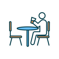 Social distancing RGB color icon. Staying safe in restaurants and cafes. Protection measures at public places. Avoiding physical contact from person to person. Isolated vector illustration