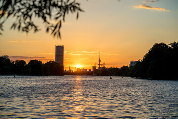 Sunset over Berlin Treptower Park